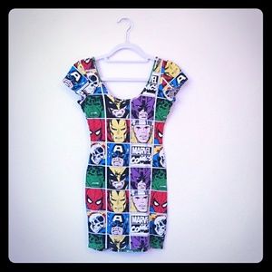 Marvel print bodycon mini dress